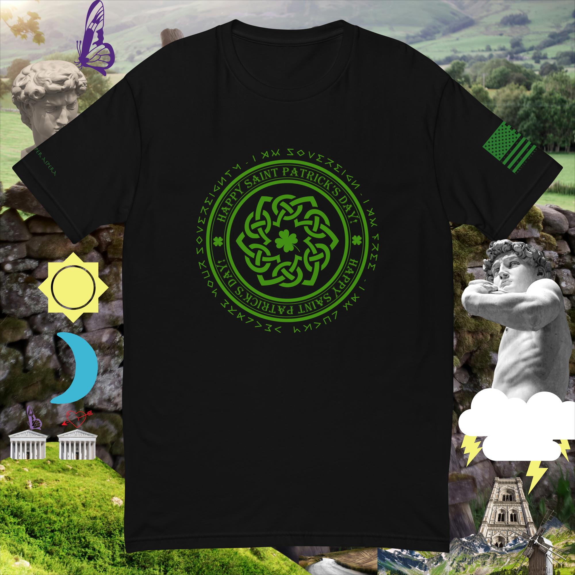 sovereignarm.com Black / XS Celtic weave happy St Patrick's Day Short Sleeve T-shirt