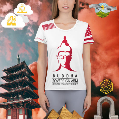 sovereignarm.com XS Hero, Buddha All-Over Print Women's Athletic T-shirt