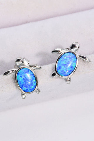 Trendsi Blue / One Size Opal Turtle Stud Earrings