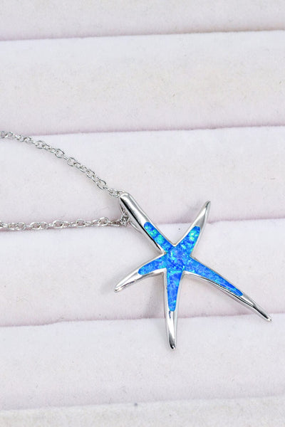 Trendsi Cobalt Blue / One Size Opal Starfish Pendant Necklace