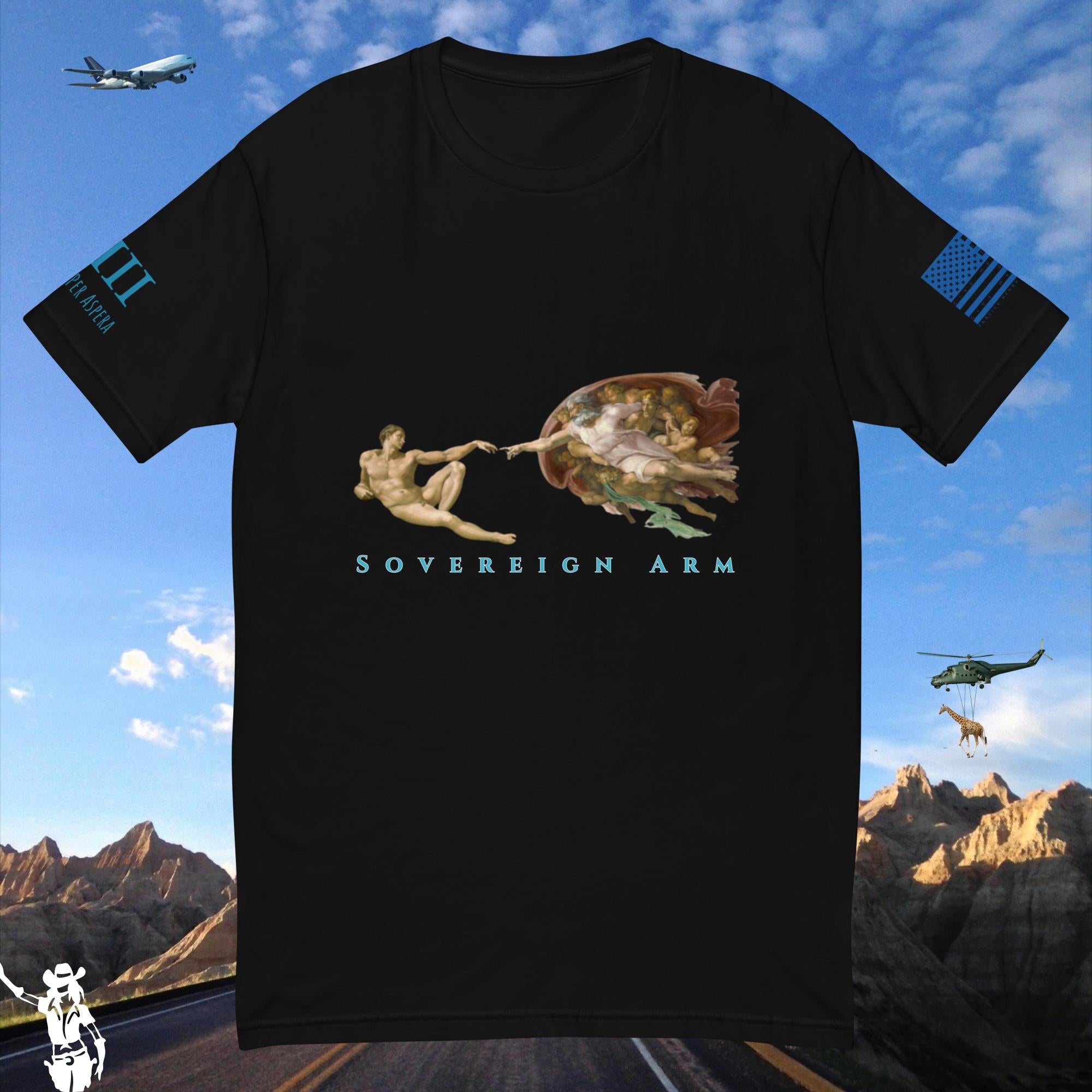 Adam and God solar light Short Sleeve T-shirt