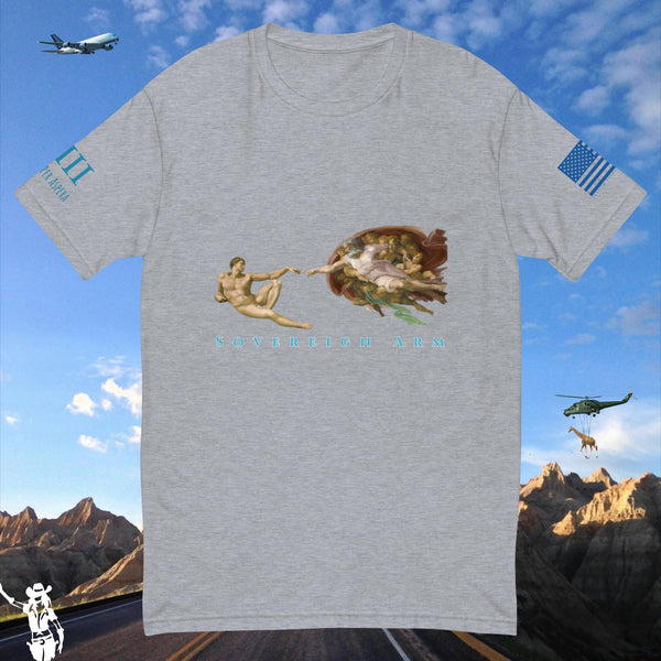 Adam and God solar light Short Sleeve T-shirt