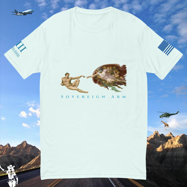 Adam and God solar light Short Sleeve T-shirt