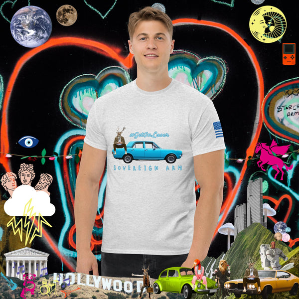 sovereignarm.com Ash / S Pop Art #get in Loser Blue Car Men's classic tee