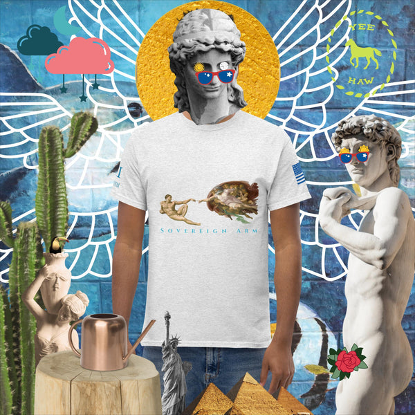 sovereignarm.com Ash / S The Creation of adam v1.1 solar light Men's classic tee