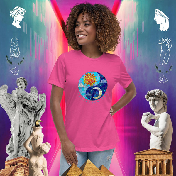 sovereignarm.com Berry / S Sun & Moon Yin Yang Solar Women's Relaxed T-Shirt