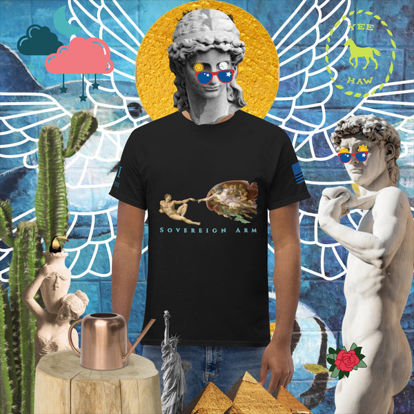 sovereignarm.com Black / S The Creation of adam v1.1 solar light Men's classic tee