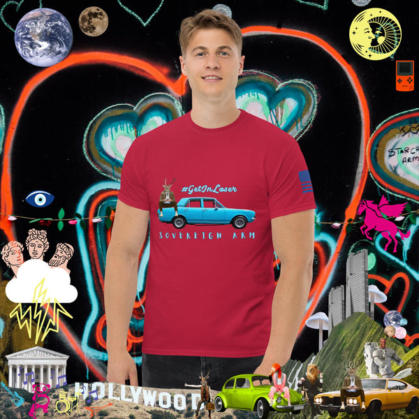 sovereignarm.com Cardinal / S Pop Art #get in Loser Blue Car Men's classic tee