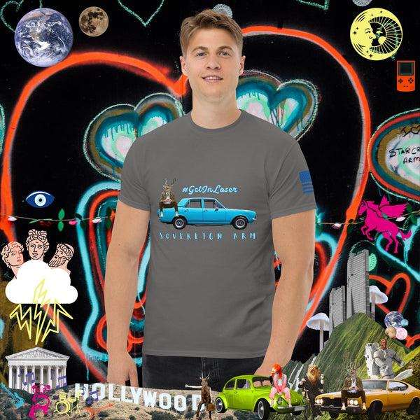 sovereignarm.com Charcoal / S Pop Art #get in Loser Blue Car Men's classic tee
