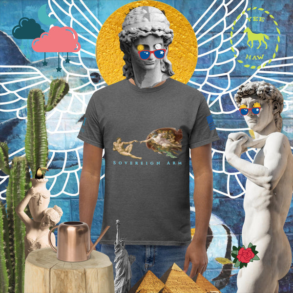 sovereignarm.com Dark Heather / S The Creation of adam v1.1 solar light Men's classic tee