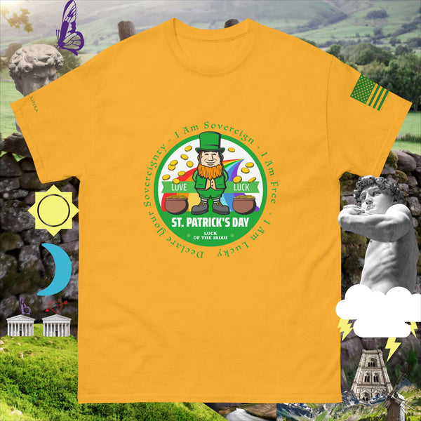 sovereignarm.com Gold / S Irish Luck Love Luck Rainbow Pot of gold  Men's classic tee