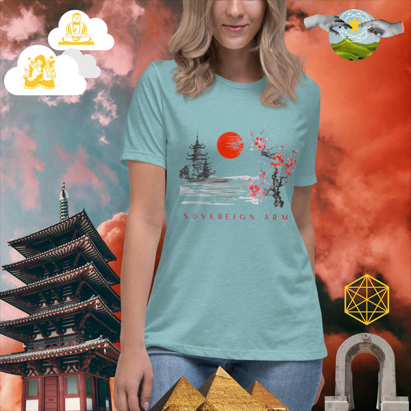 sovereignarm.com Heather Blue Lagoon / S Solar Cherry Blossoms v1.0 Women's Relaxed T-Shirt
