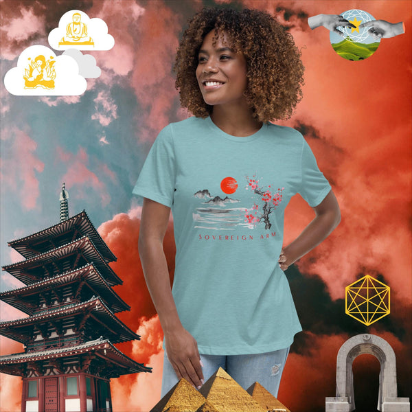 sovereignarm.com Heather Blue Lagoon / S Solar Cherry Blossoms v1.3 Women's Relaxed T-Shirt