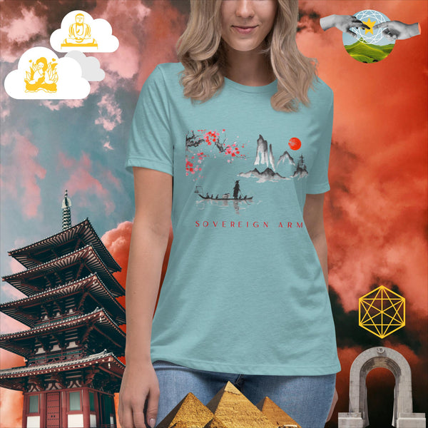sovereignarm.com Heather Blue Lagoon / S Solar Cherry Blossoms v1.4 Women's Relaxed T-Shirt