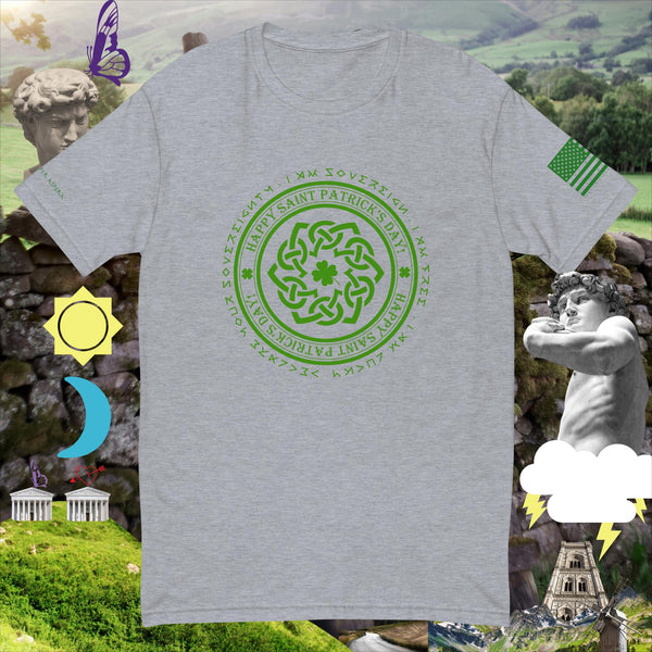 sovereignarm.com Heather Grey / XS Celtic weave happy St Patrick's Day Short Sleeve T-shirt