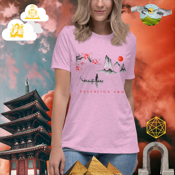 sovereignarm.com Heather Prism Lilac / S Solar Cherry Blossoms v1.4 Women's Relaxed T-Shirt