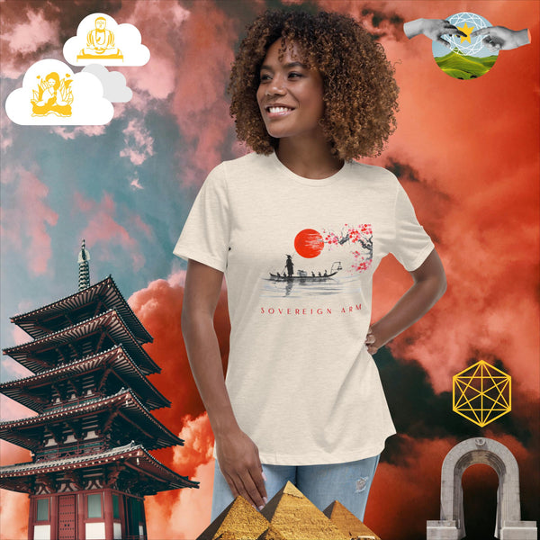 sovereignarm.com Heather Prism Natural / S Solar Cherry Blossoms v1.1 Women's Relaxed T-Shirt