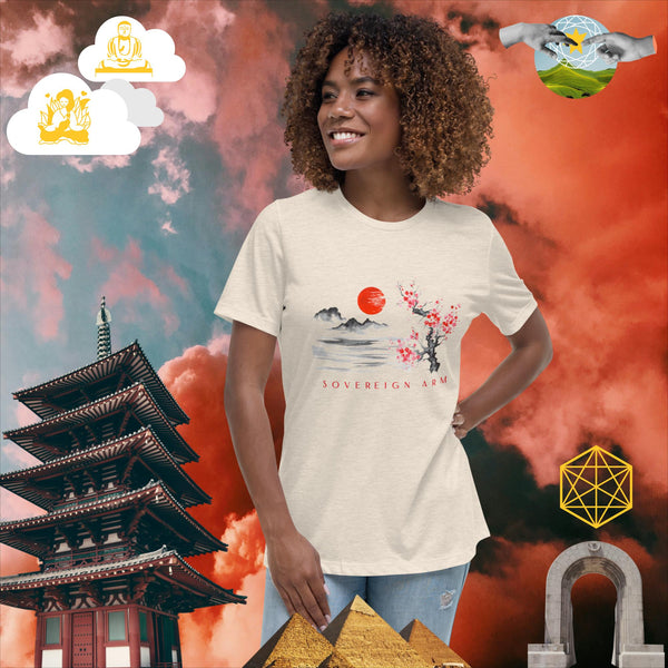 sovereignarm.com Heather Prism Natural / S Solar Cherry Blossoms v1.3 Women's Relaxed T-Shirt