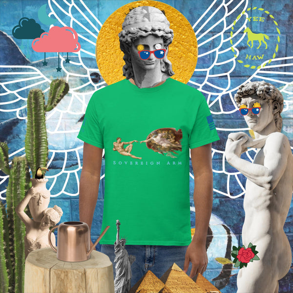 sovereignarm.com Irish Green / S The Creation of adam v1.1 solar light Men's classic tee