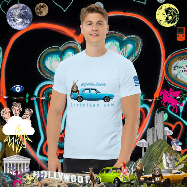 sovereignarm.com Light Blue / S Pop Art #get in Loser Blue Car Men's classic tee