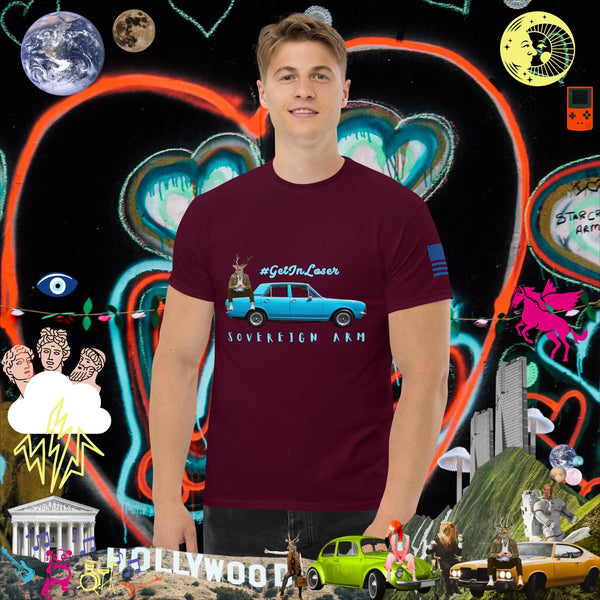 sovereignarm.com Maroon / S Pop Art #get in Loser Blue Car Men's classic tee