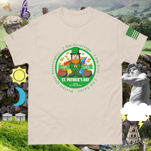 sovereignarm.com Natural / S Irish Luck Love Luck Rainbow Pot of gold  Men's classic tee