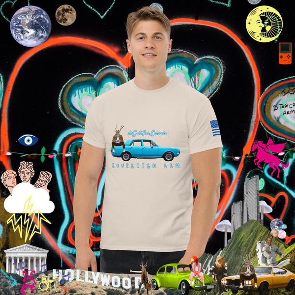 sovereignarm.com Natural / S Pop Art #get in Loser Blue Car Men's classic tee