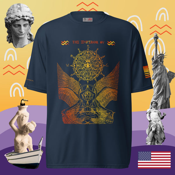 sovereignarm.com Navy / S The Emperor Ivv Fire Unisex performance crew neck t-shirt