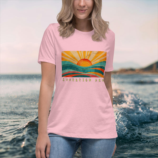 sovereignarm.com Pink / S Solar Waves Women's Relaxed T-Shirt