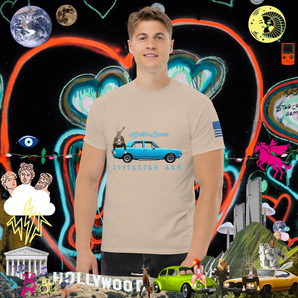 sovereignarm.com Pop Art #get in Loser Blue Car Men's classic tee