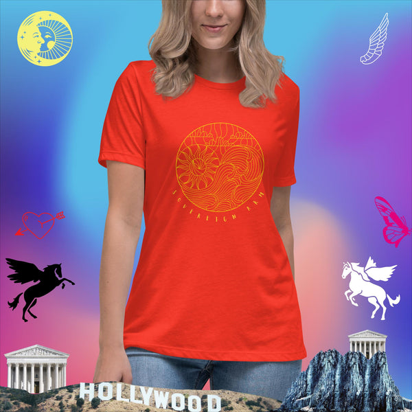 sovereignarm.com Poppy / S Solar Wave Yin Yang Women's Relaxed T-Shirt