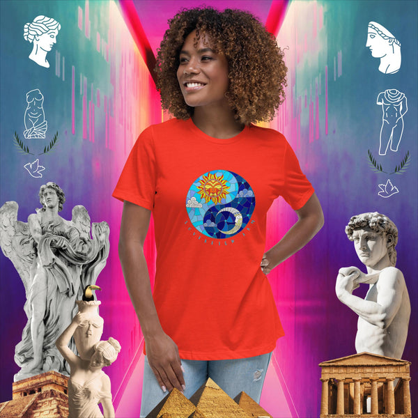 sovereignarm.com Poppy / S Sun & Moon Yin Yang Solar Women's Relaxed T-Shirt