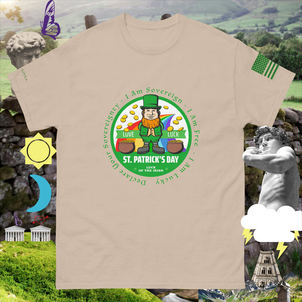 sovereignarm.com Sand / S Irish Luck Love Luck Rainbow Pot of gold  Men's classic tee