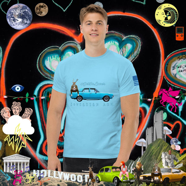 sovereignarm.com Sky / S Pop Art #get in Loser Blue Car Men's classic tee