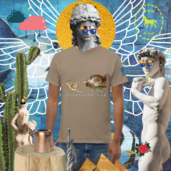 sovereignarm.com The Creation of adam v1.1 solar light Men's classic tee
