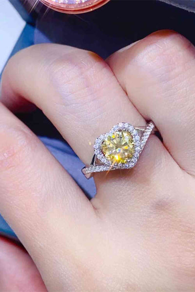 Trendsi Eros and Psyche Valentines Canary Yellow / 4.5 Adored 1 Carat Moissanite 925 Sterling Silver Heart Ring