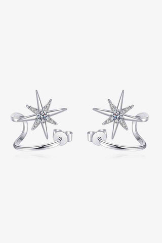Trendsi Eros and Psyche Valentines Silver / One Size Moissanite Star Rhodium-Plated Earrings
