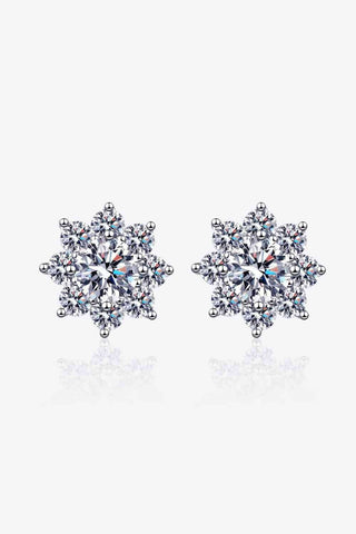 Trendsi Silver / One Size 1 Carat Moissanite 925 Sterling Silver Flower Earrings