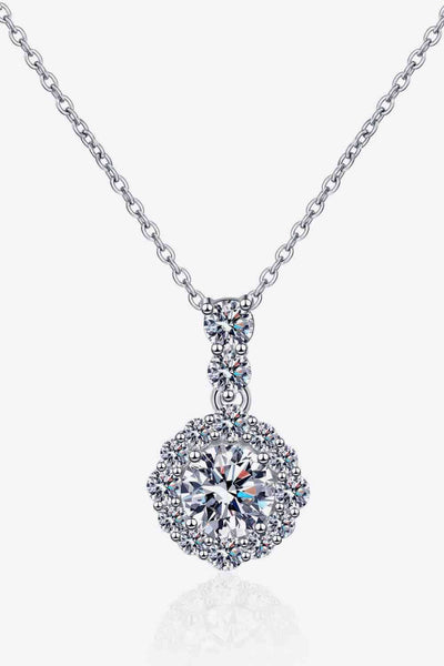 Trendsi Silver / One Size 1 Carat Moissanite 925 Sterling Silver Necklace