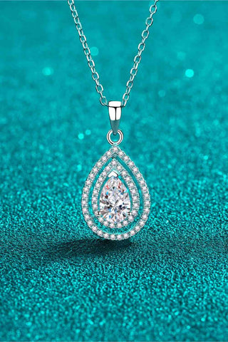 Trendsi Silver / One Size 1 Carat Moissanite Teardrop Pendant Necklace
