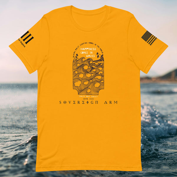 Happiness comes in waves surf art Unisex t-shirt