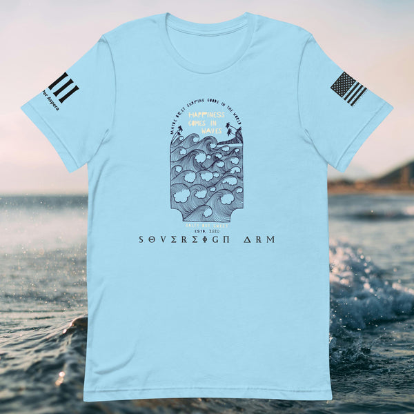 Happiness comes in waves surf art Unisex t-shirt