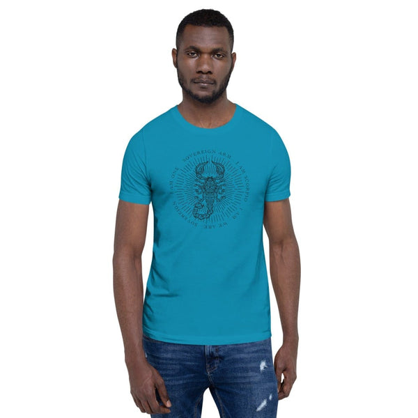 sovereignarm.com Aqua / S Zodiac Scorpio, I am | Black Print Short-Sleeve Unisex T-Shirt