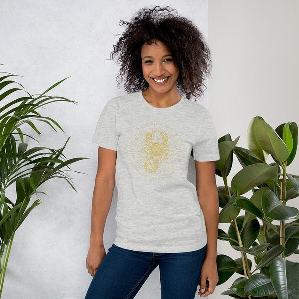 sovereignarm.com Athletic Heather / S Zodiac Scorpio, I am | Gold Print Short-Sleeve Unisex T-Shirt
