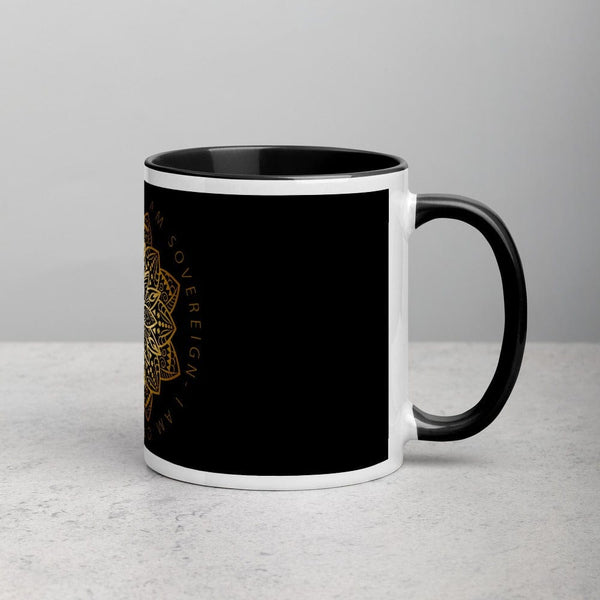 sovereignarm.com Black Lotus I am Sovereign Mug with Color Inside