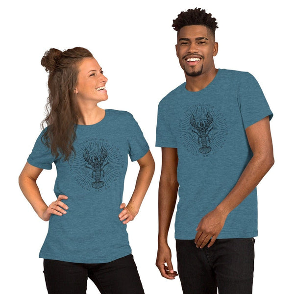sovereignarm.com Heather Deep Teal / S Zodiac Cancer, I am | Black Print Short-Sleeve Unisex T-Shirt