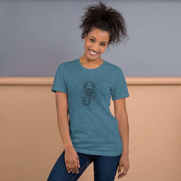 sovereignarm.com Heather Deep Teal / S Zodiac Scorpio, I am | Black Print Short-Sleeve Unisex T-Shirt