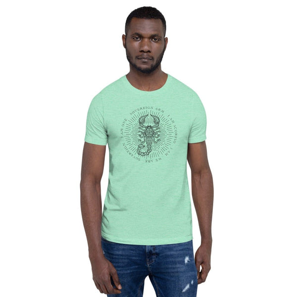sovereignarm.com Heather Mint / S Zodiac Scorpio, I am | Black Print Short-Sleeve Unisex T-Shirt