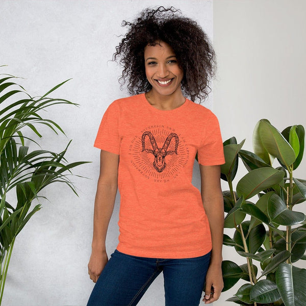 sovereignarm.com Heather Orange / S Zodiac Capricorn, I am | Black Print Short-Sleeve Unisex T-Shirt