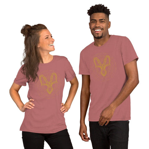sovereignarm.com Mauve / S Zodiac Capricorn, I am | Gold Print Short-Sleeve Unisex T-Shirt